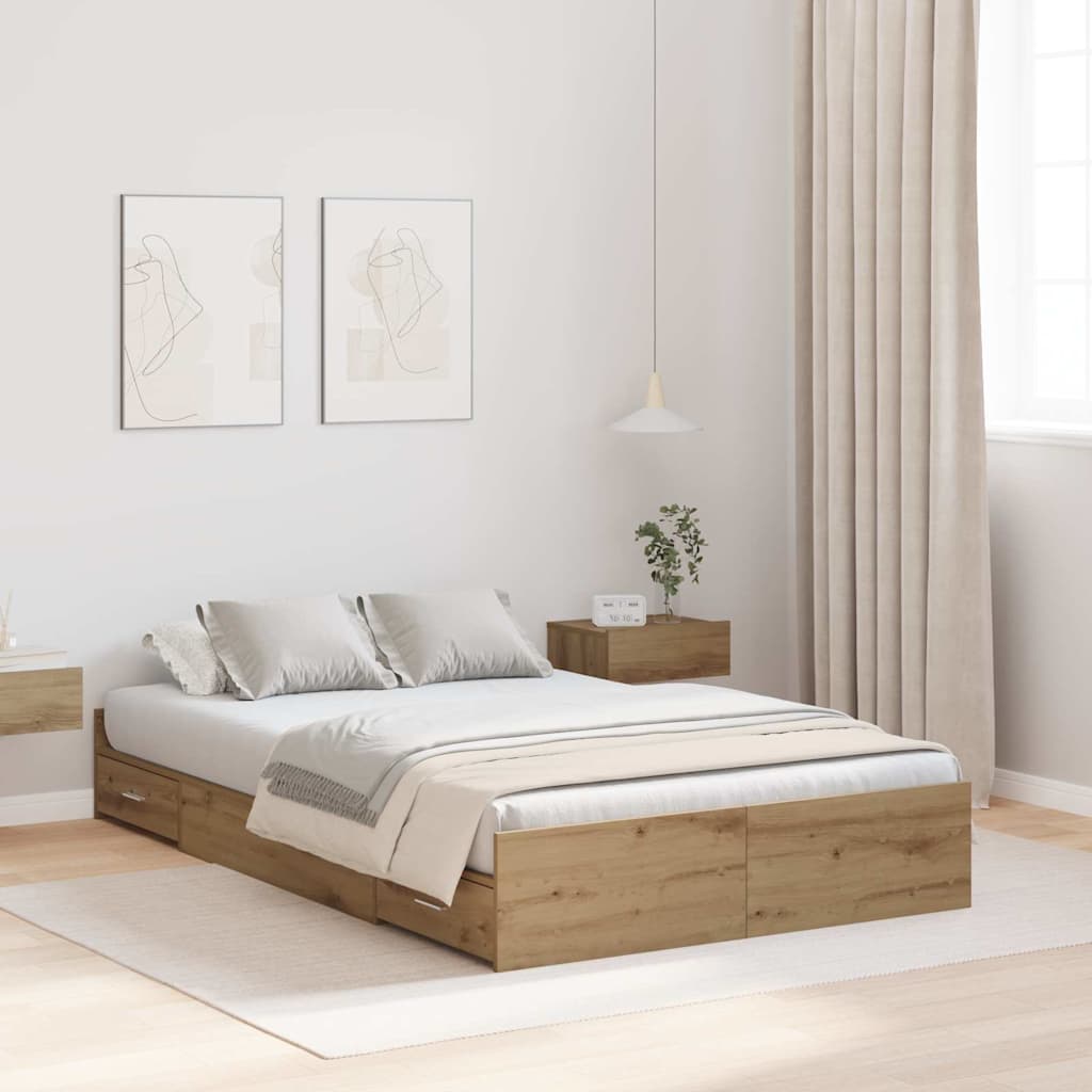 Struttura letto con contenitore Rovere artigianale 120 x 190 cm