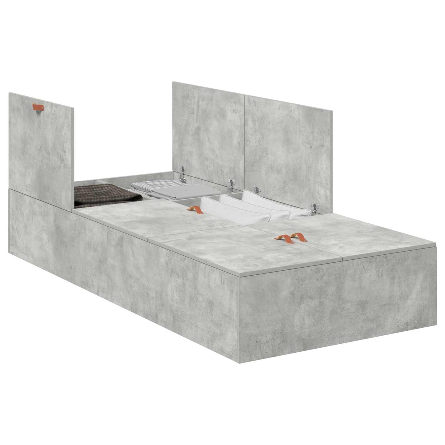Struttura letto con contenitore Grigio cemento 80 x 200 cm