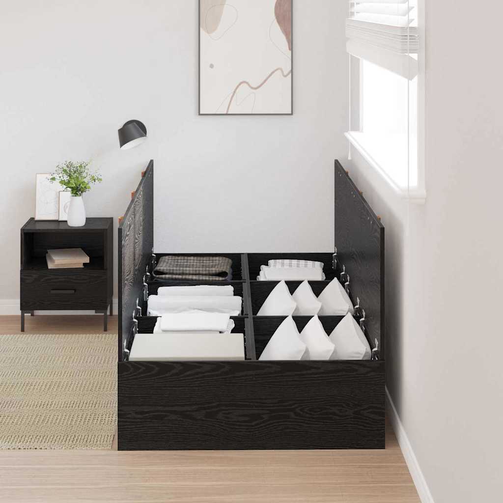 Struttura letto con contenitore Rovere Nero 90 x 200 cm