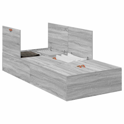 Struttura letto con contenitore Grigio Sonoma 90 x 200 cm