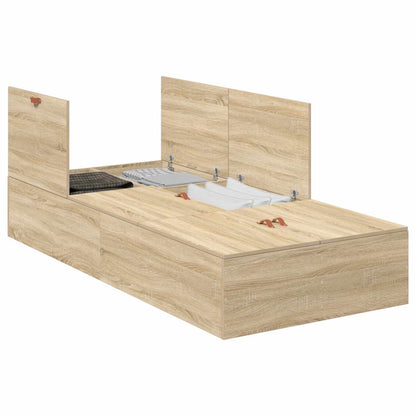 Struttura letto con contenitore Rovere Sonoma 100 x 200 cm