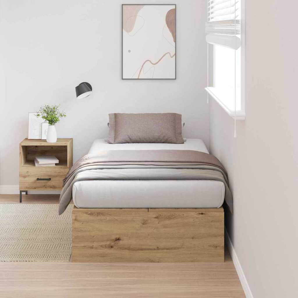 Struttura letto con contenitore Rovere artigianale 100 x 200 cm