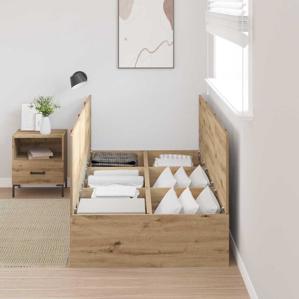 Struttura letto con contenitore Rovere artigianale 100 x 200 cm