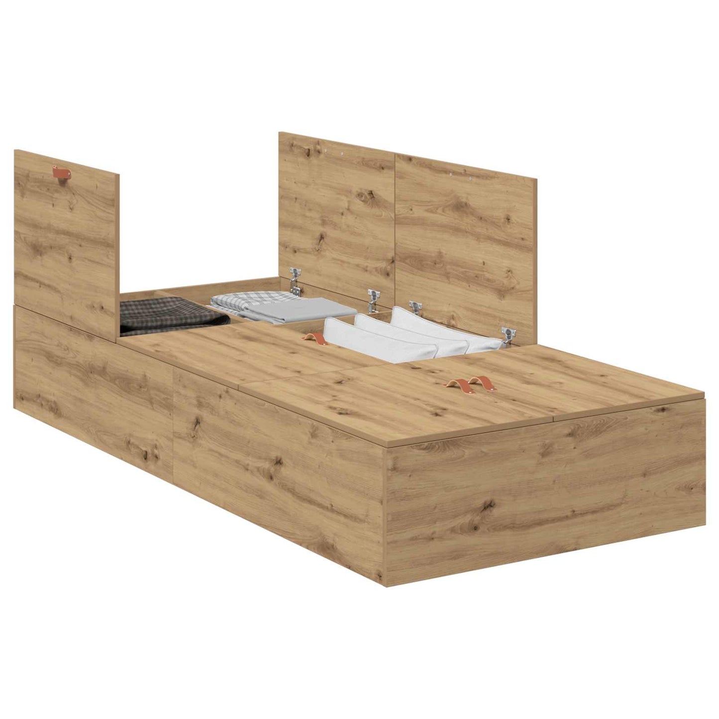 Struttura letto con contenitore Rovere artigianale 100 x 200 cm