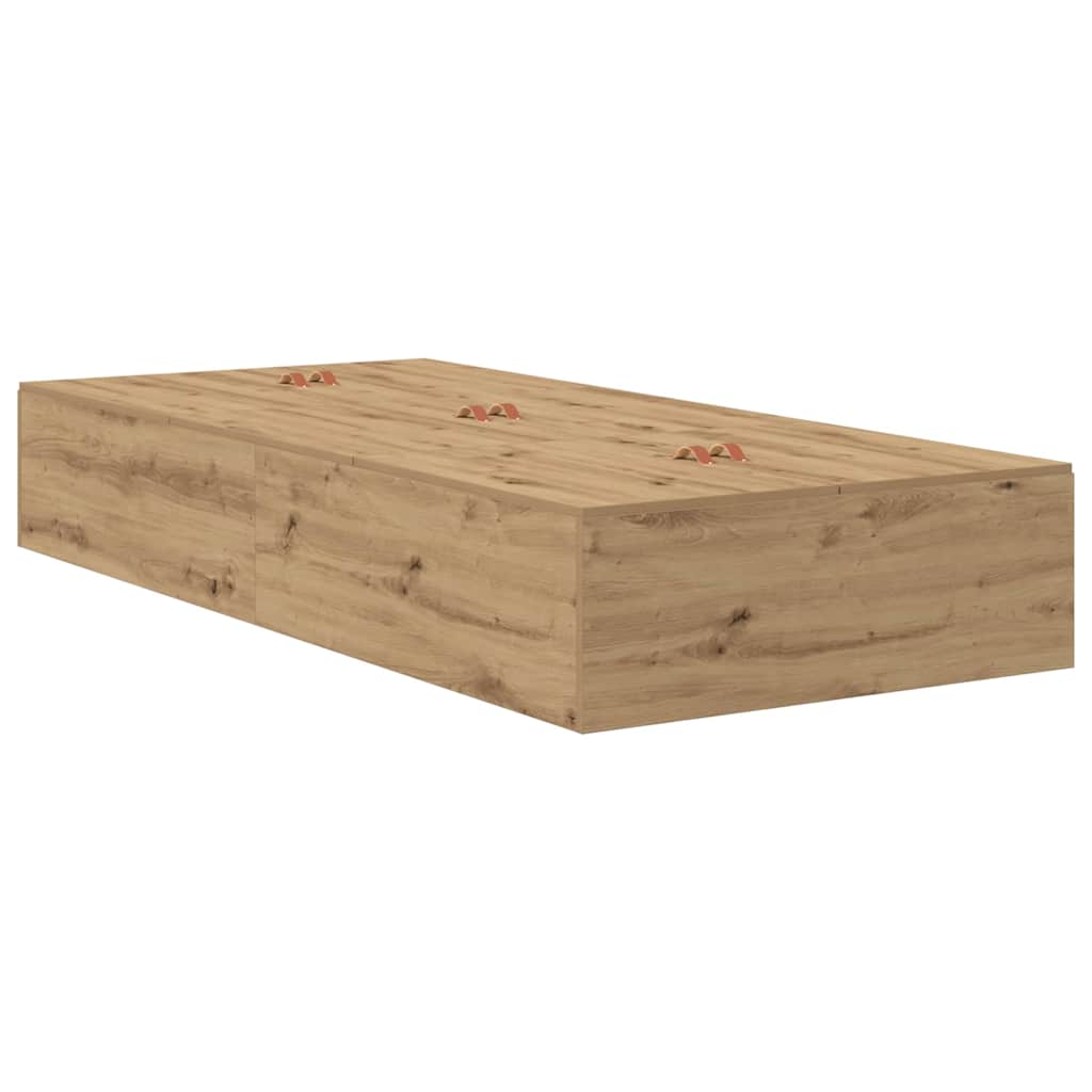 Struttura letto con contenitore Rovere artigianale 100 x 200 cm