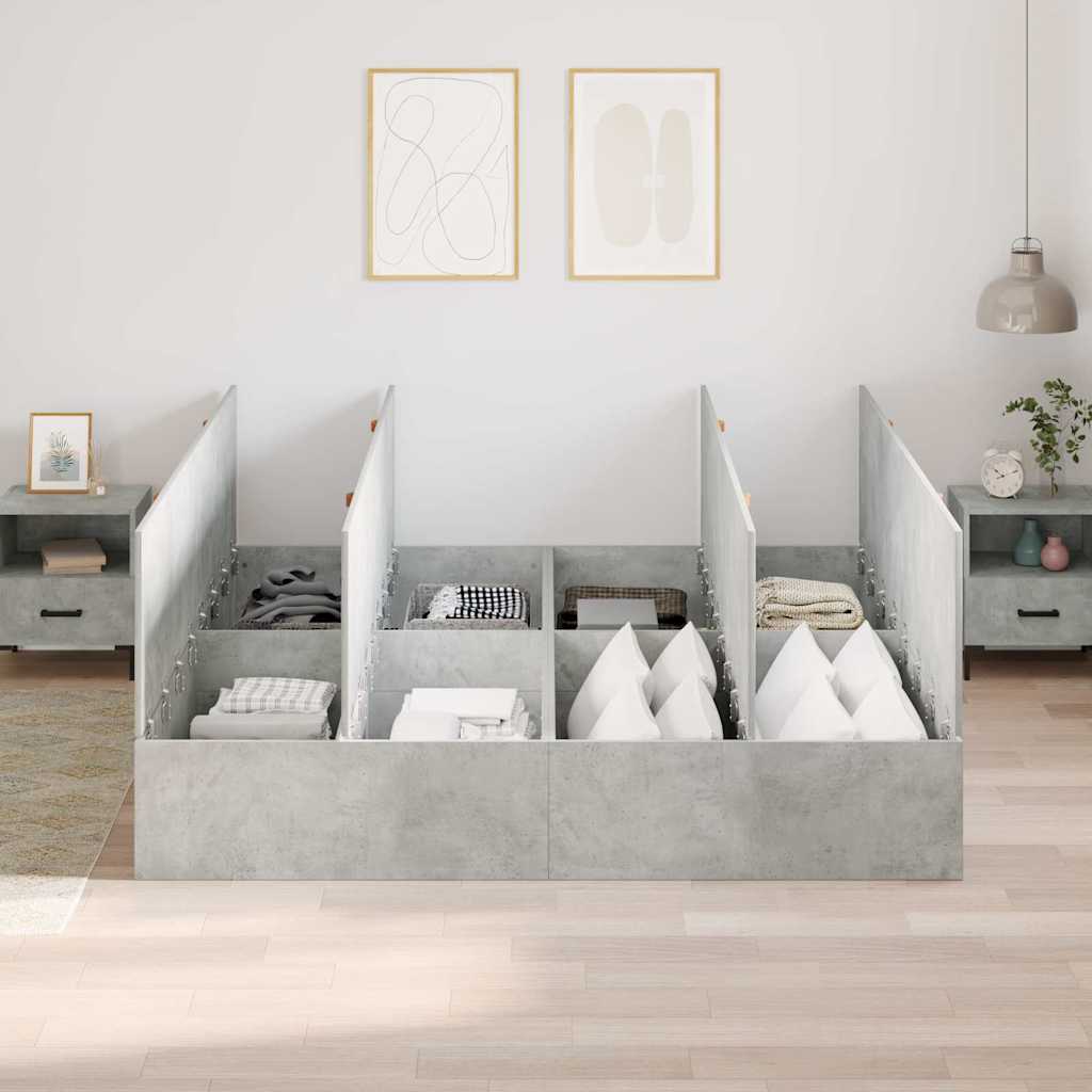 Struttura letto con contenitore Grigio cemento 200 x 200 cm