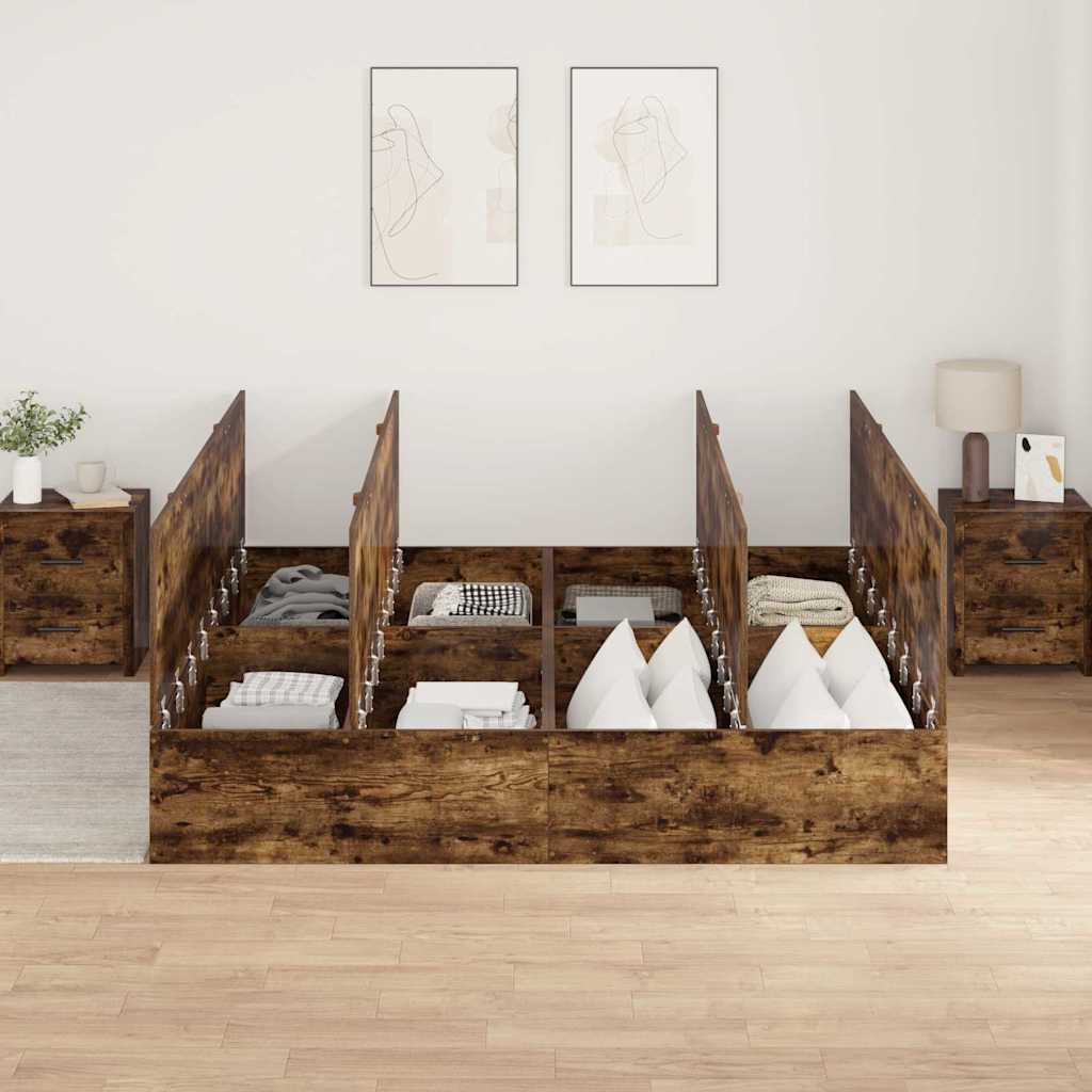 Struttura letto con contenitore Rovere fumÃ© 200 x 200 cm