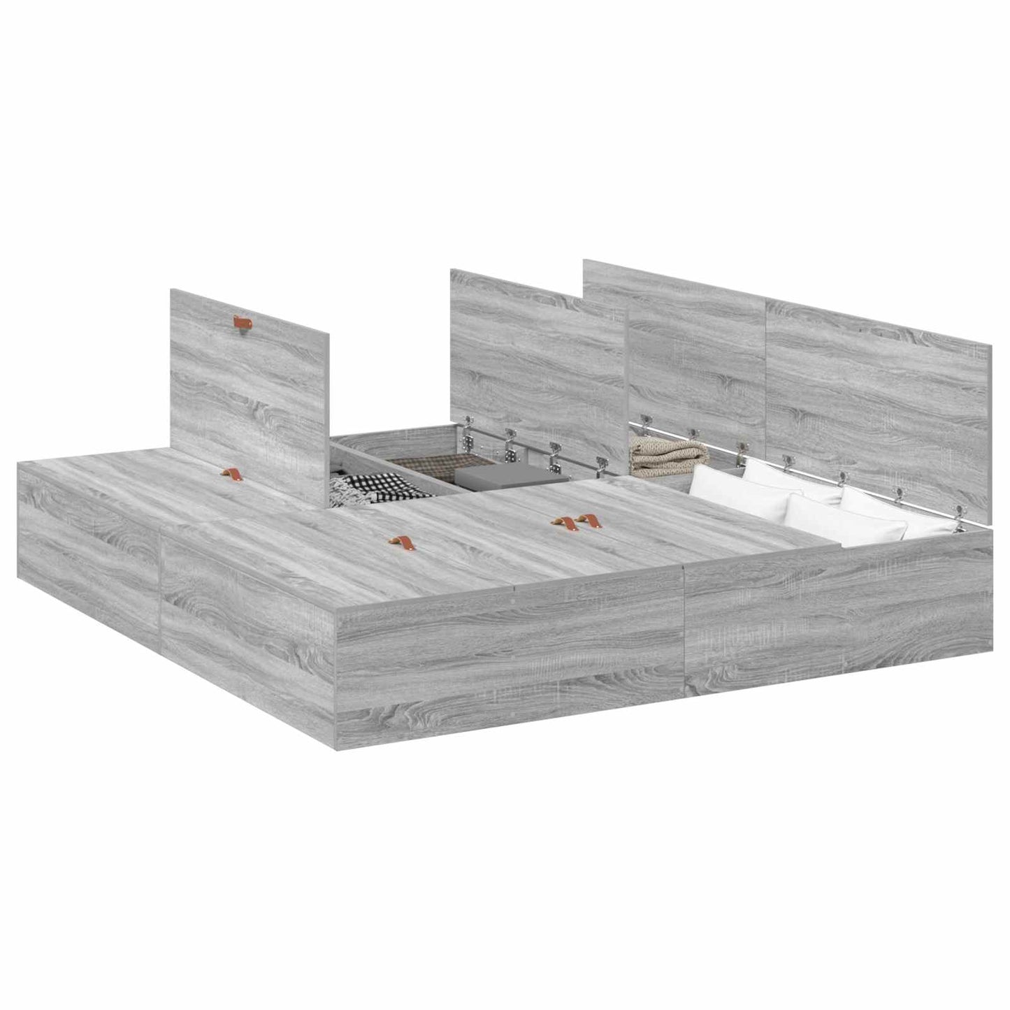 Struttura letto con contenitore Grigio Sonoma 200 x 200 cm