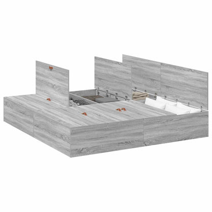 Struttura letto con contenitore Grigio Sonoma 200 x 200 cm