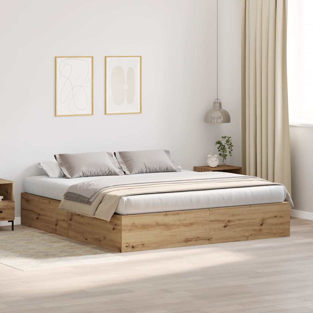 Struttura letto con contenitore Rovere artigianale 200 x 200 cm