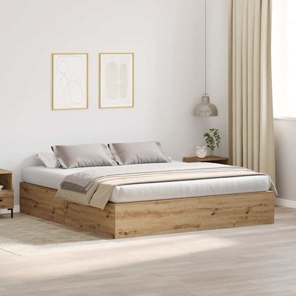Struttura letto con contenitore Rovere artigianale 200 x 200 cm