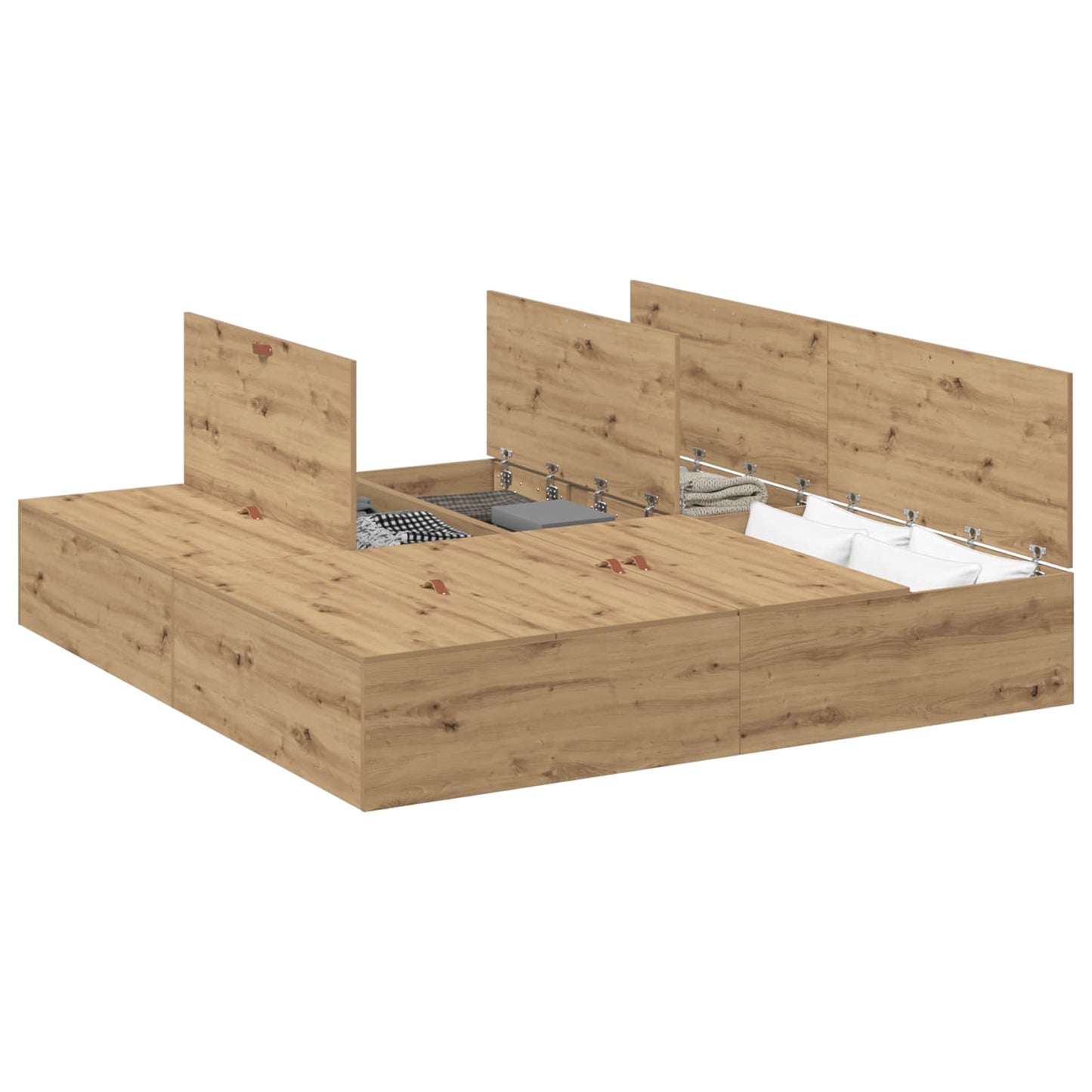 Struttura letto con contenitore Rovere artigianale 200 x 200 cm