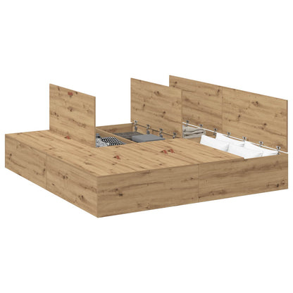Struttura letto con contenitore Rovere artigianale 200 x 200 cm