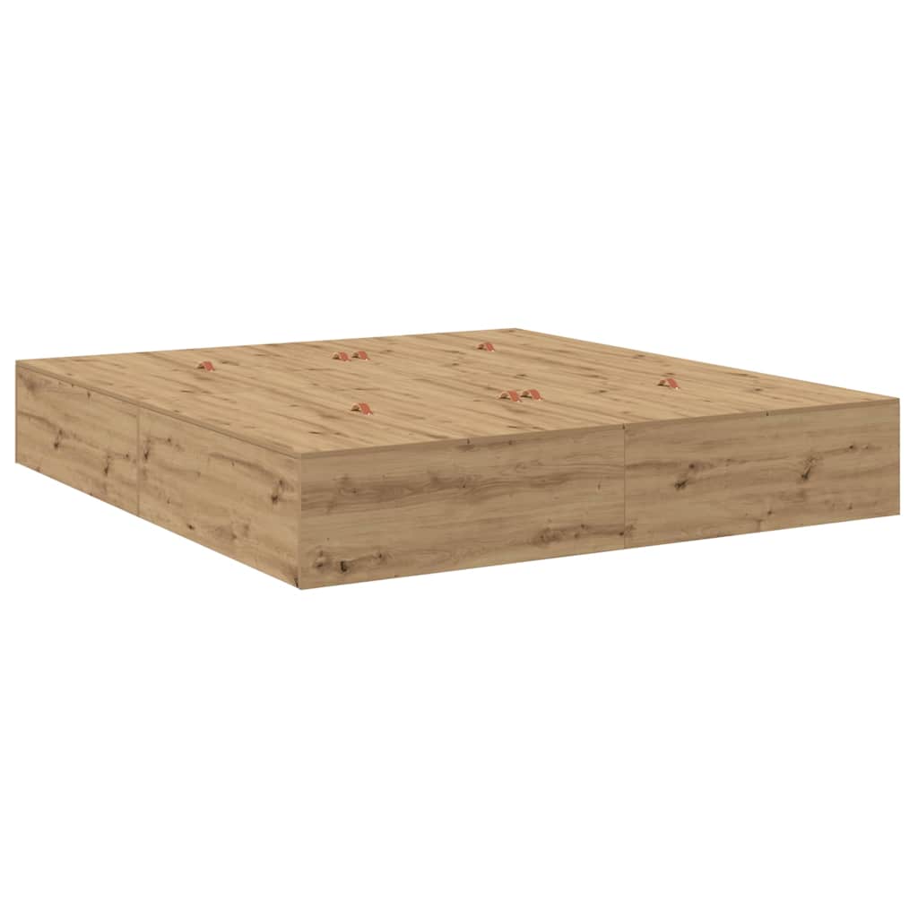Struttura letto con contenitore Rovere artigianale 200 x 200 cm