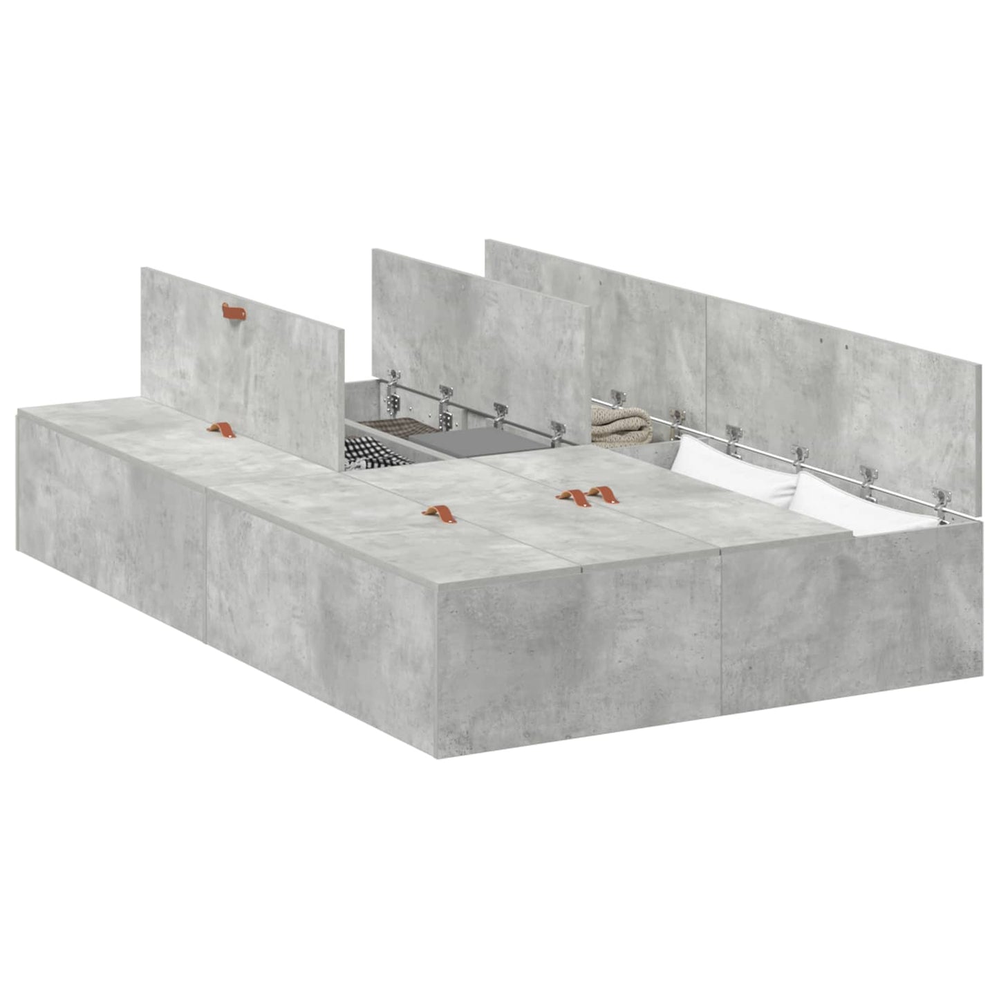 Struttura letto con contenitore Grigio cemento 120 x 200 cm