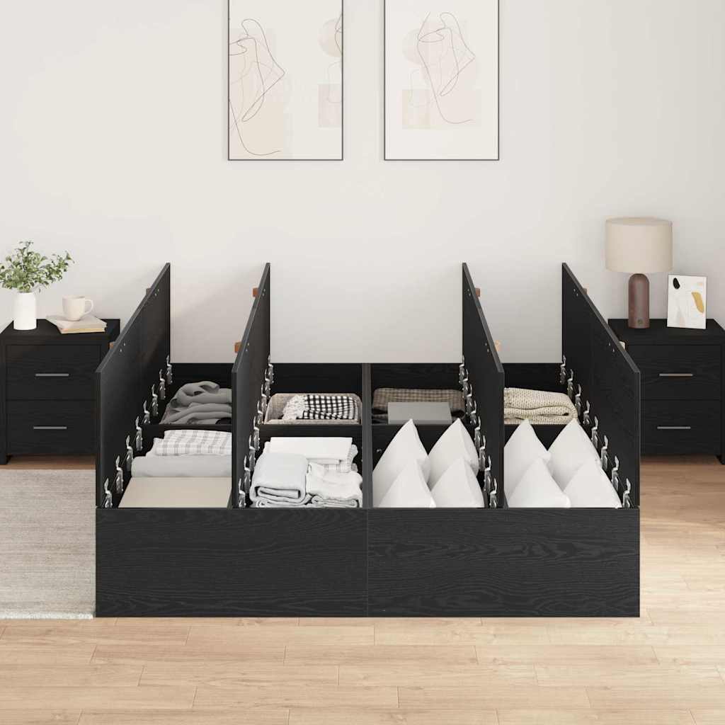 Struttura letto con contenitore Rovere Nero 140 x 200 cm