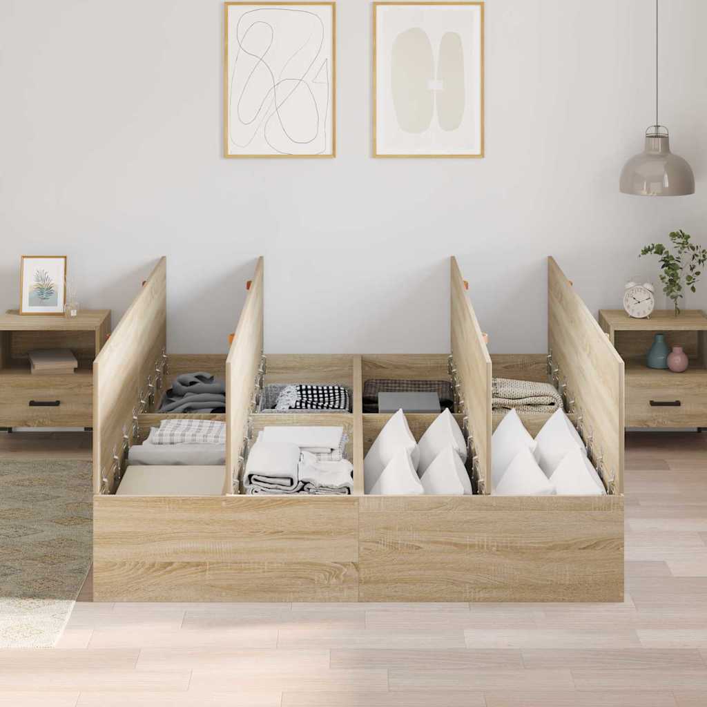 Struttura letto con contenitore Rovere Sonoma 140 x 200 cm