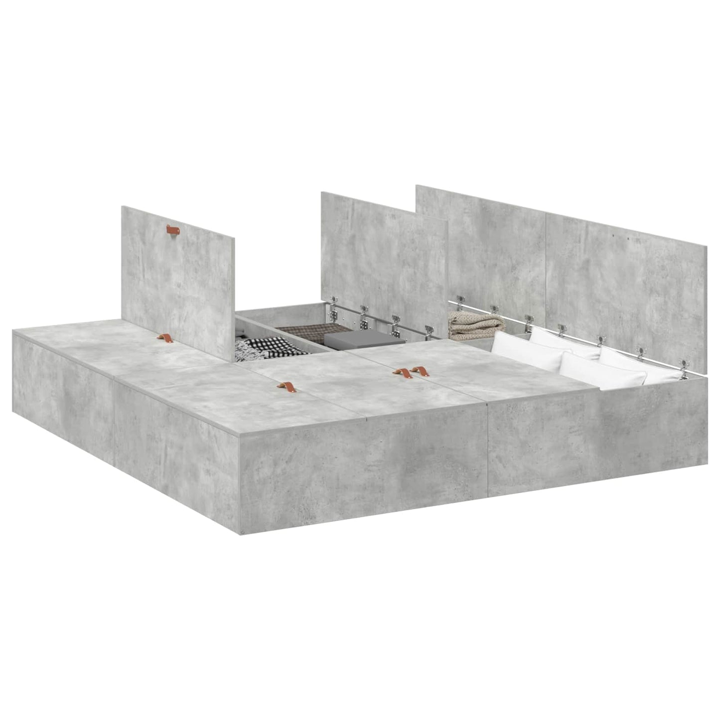 Struttura letto con contenitore Grigio cemento 180 x 200 cm