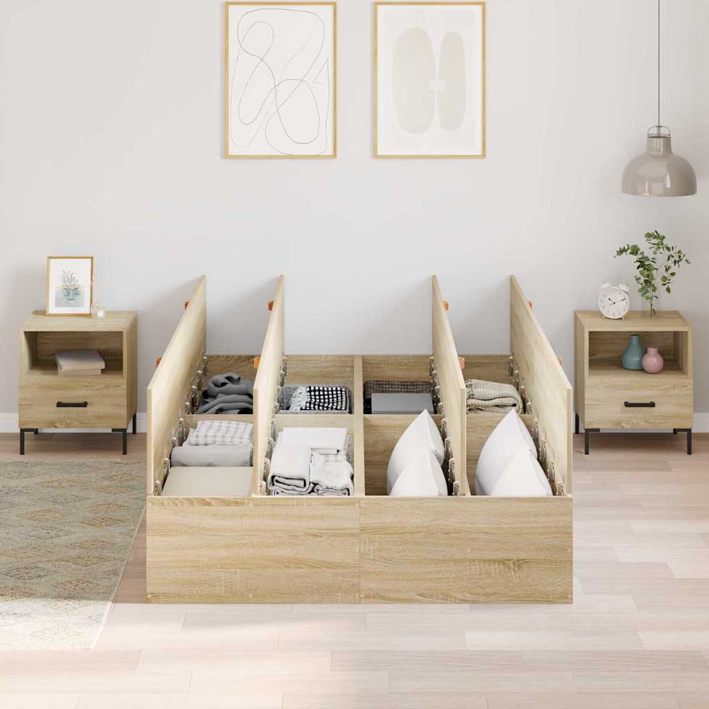 Struttura letto con contenitore Rovere Sonoma 120 x 190 cm