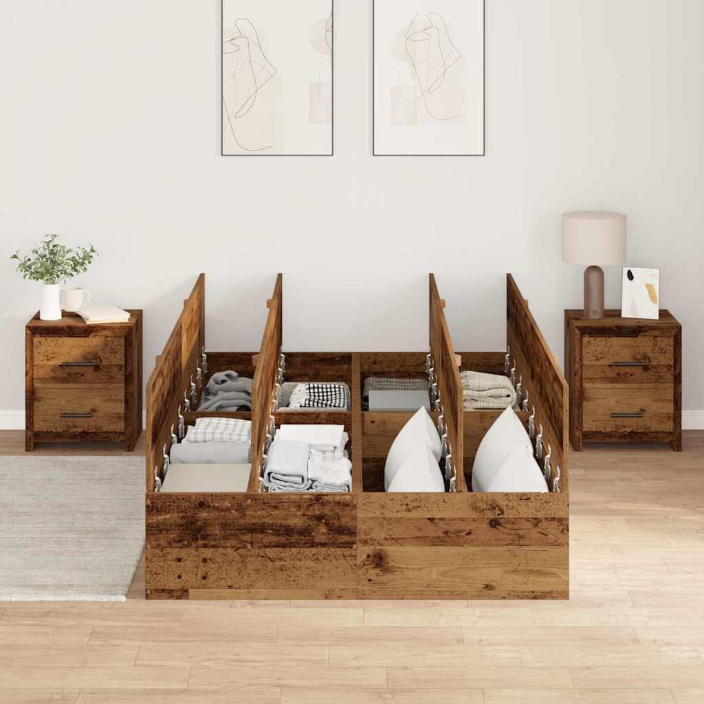 Struttura letto con contenitore Legno vecchio 120 x 190 cm