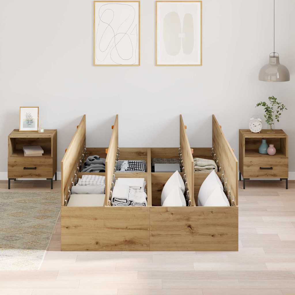 Struttura letto con contenitore Rovere artigianale 120 x 190 cm