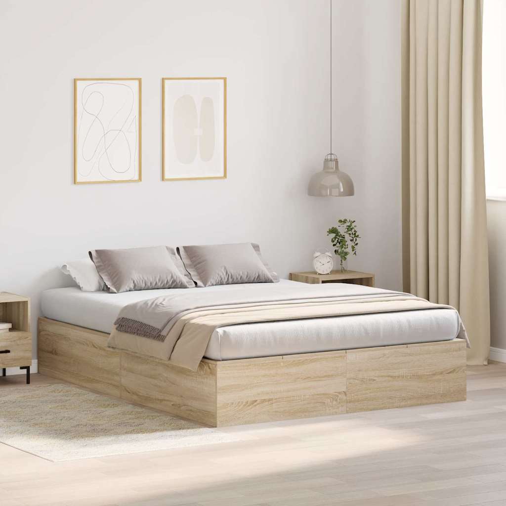 Struttura letto con contenitore Rovere Sonoma 140 x 190 cm