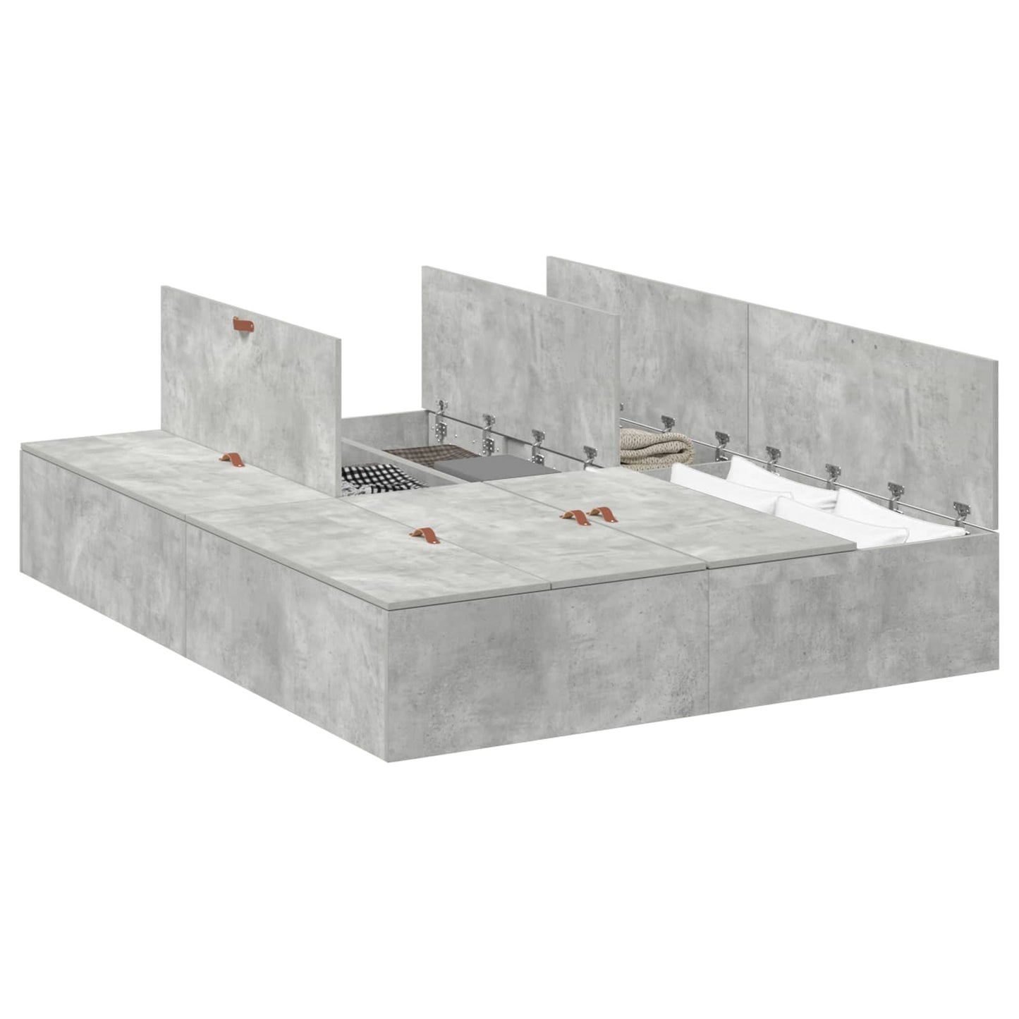 Struttura letto con contenitore Grigio cemento 140 x 190 cm