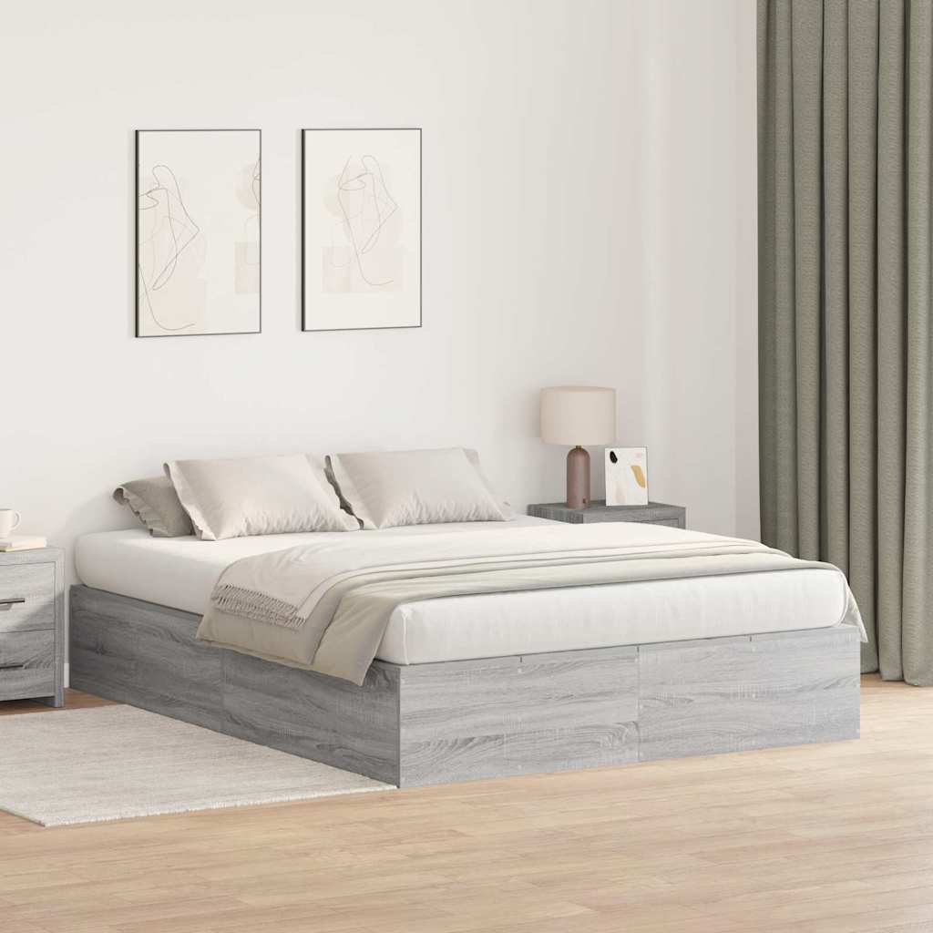 Struttura letto con contenitore Grigio Sonoma 140 x 190 cm