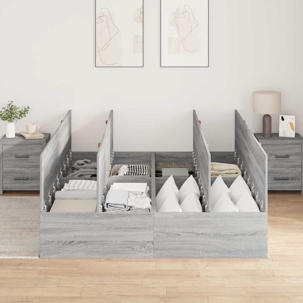Struttura letto con contenitore Grigio Sonoma 140 x 190 cm