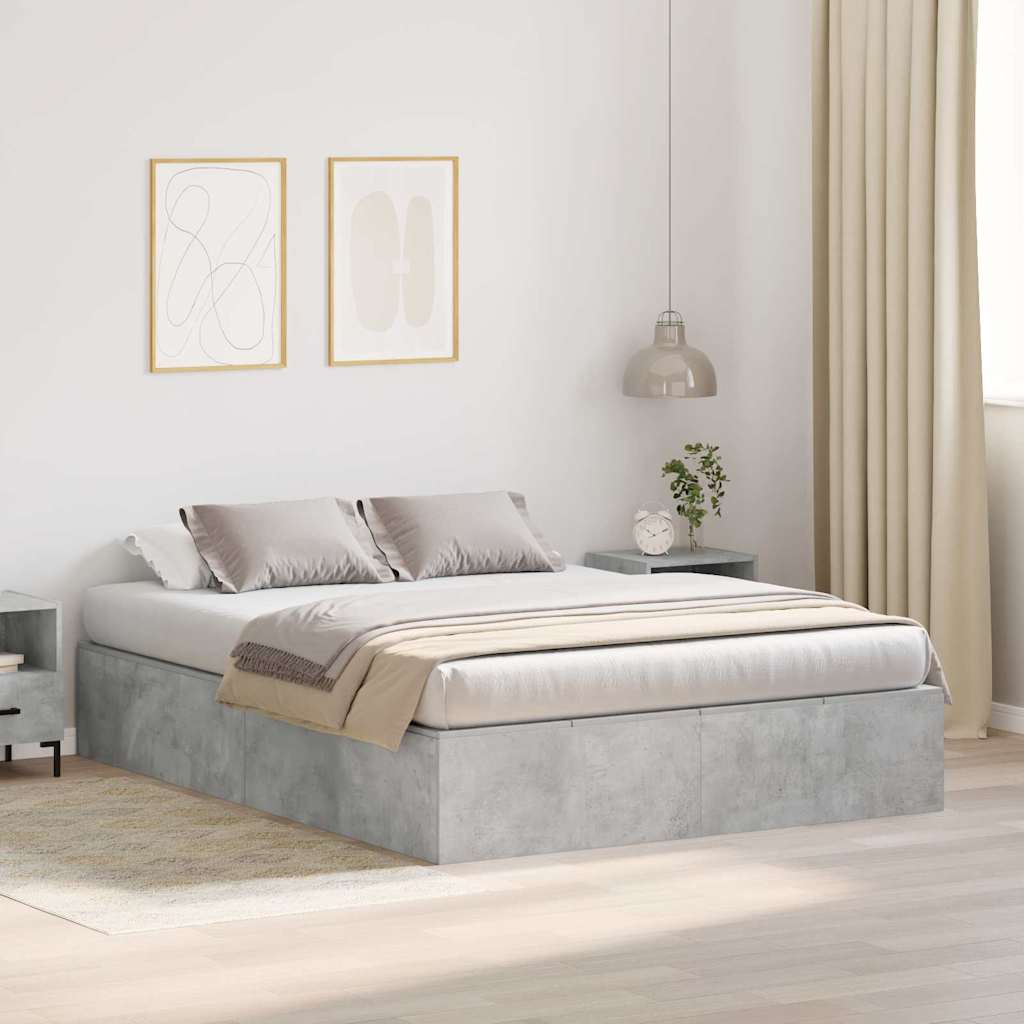 Struttura letto con contenitore Grigio cemento 135 x 190 cm