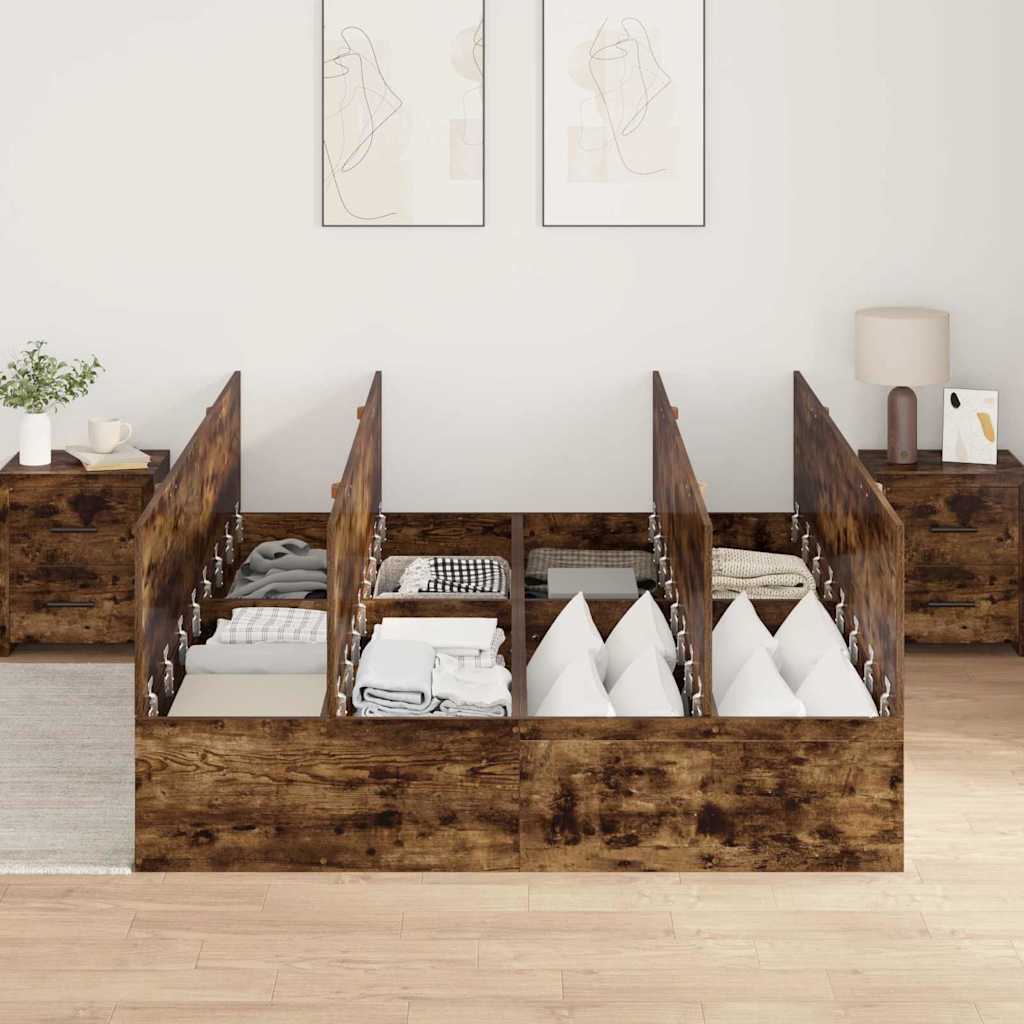 Struttura letto con contenitore Rovere fumÃ© 135 x 190 cm