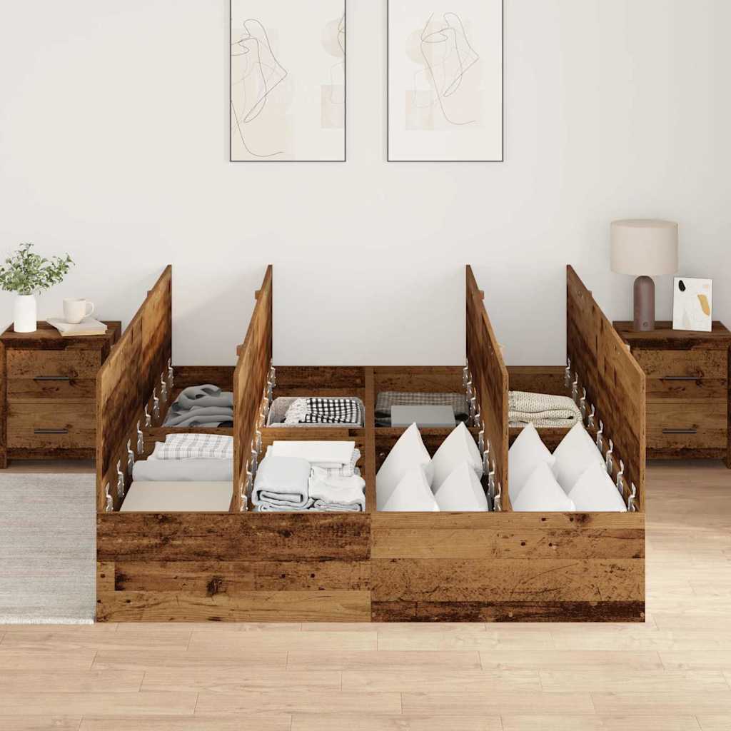 Struttura letto con contenitore Legno vecchio 135 x 190 cm