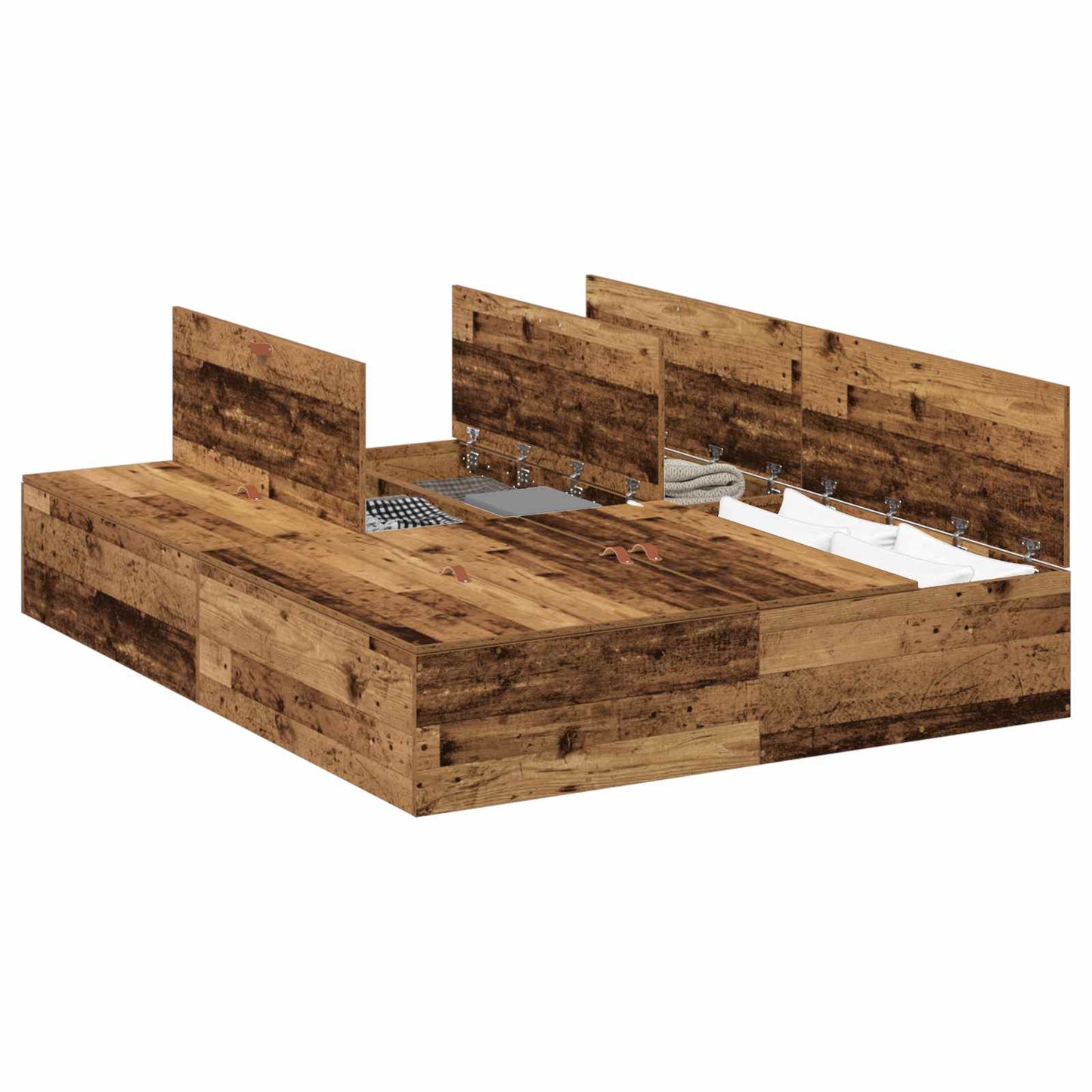 Struttura letto con contenitore Legno vecchio 135 x 190 cm