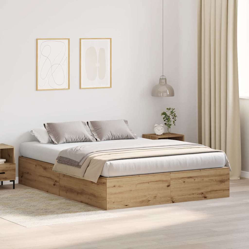 Struttura letto con contenitore Rovere artigianale 135 x 190 cm