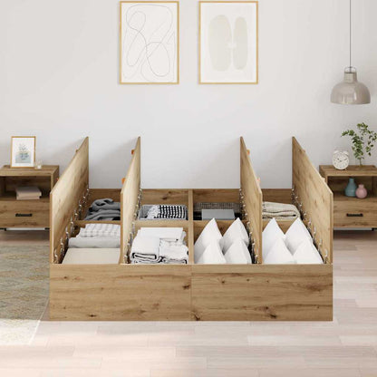 Struttura letto con contenitore Rovere artigianale 135 x 190 cm