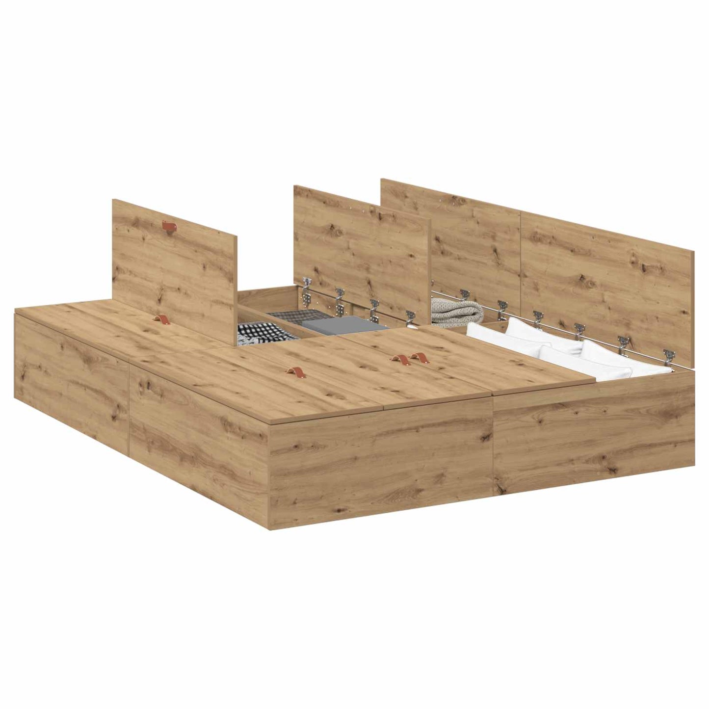 Struttura letto con contenitore Rovere artigianale 135 x 190 cm
