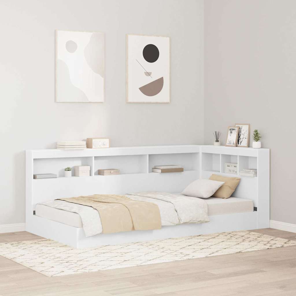 Testata contenitore con testiera Bianco 90 cm Legno multistrato