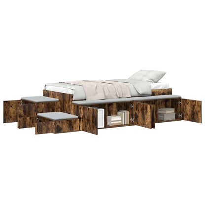 Struttura letto con contenitore Rovere fumÃ© 100 cm