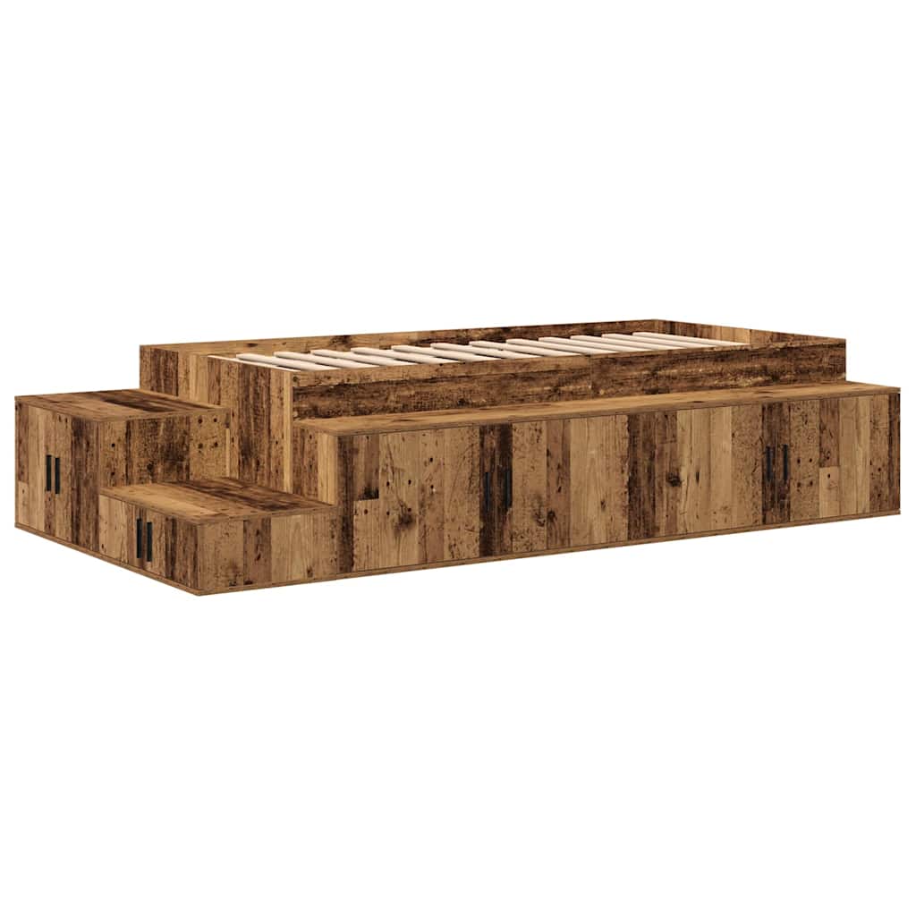 Struttura letto con contenitore Legno vecchio 100 cm
