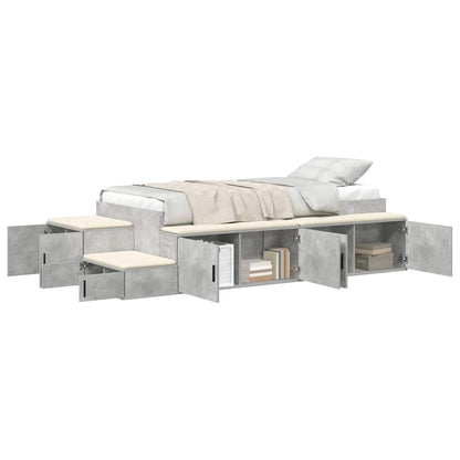 Struttura letto con contenitore Grigio cemento 90 cm
