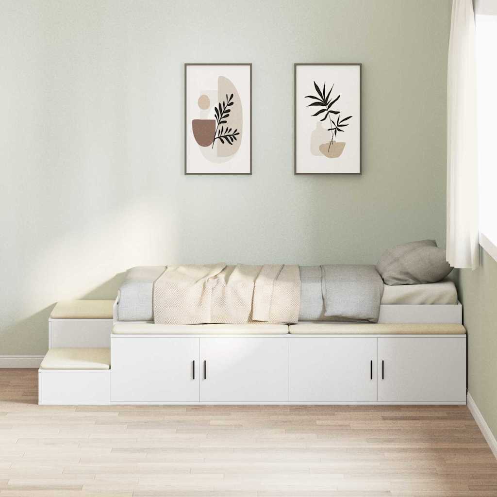 Struttura letto con contenitore Bianco 80 cm Legno multistrato