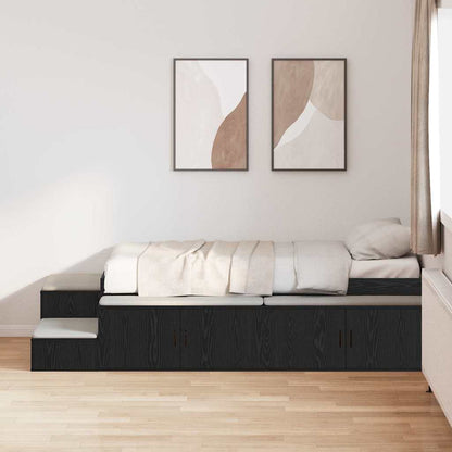 Struttura letto con contenitore Rovere Nero 80 cm