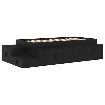 Struttura letto con contenitore Rovere Nero 80 cm
