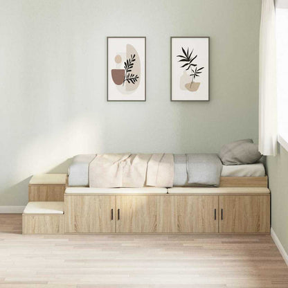Struttura letto con contenitore Rovere Sonoma 80 cm