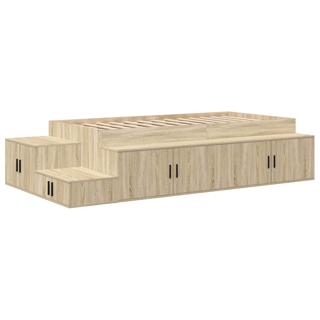 Struttura letto con contenitore Rovere Sonoma 80 cm