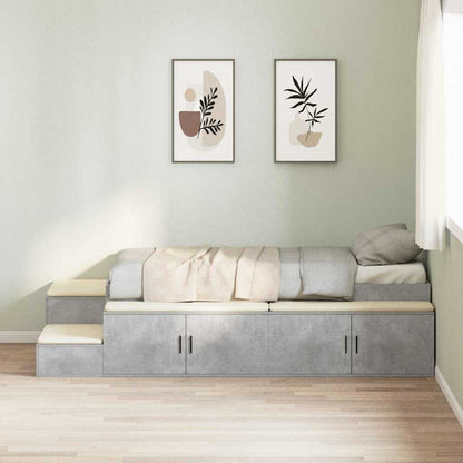 Struttura letto con contenitore Grigio cemento 80 cm