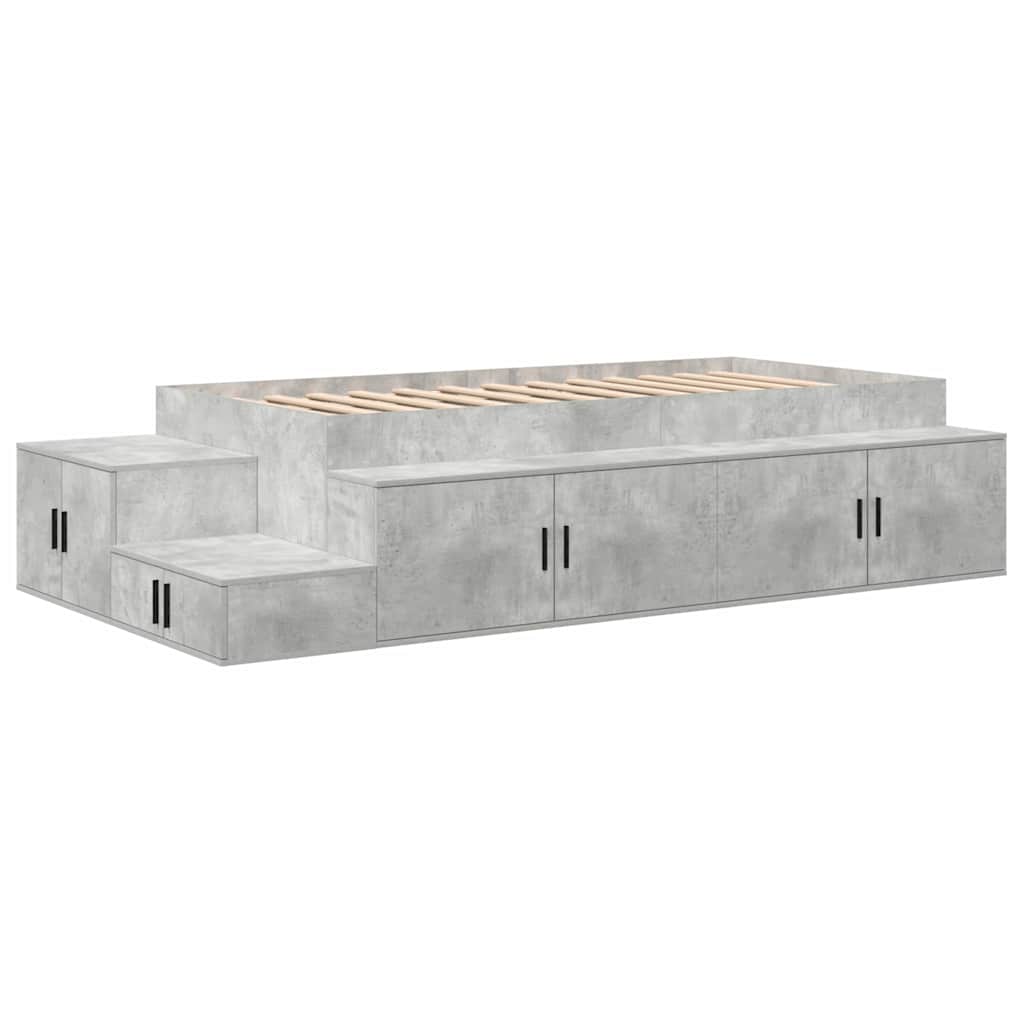 Struttura letto con contenitore Grigio cemento 80 cm