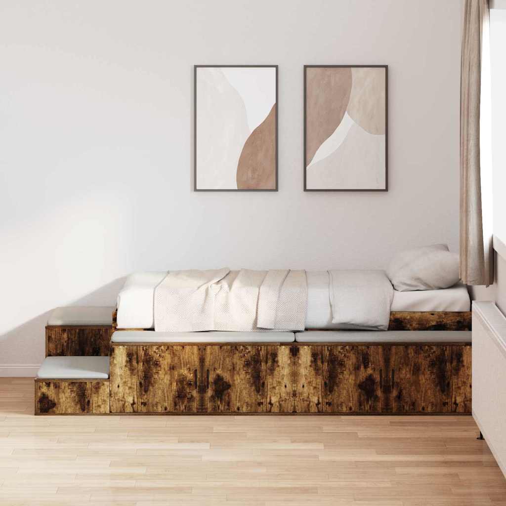 Struttura letto con contenitore Rovere fumé 80 cm
