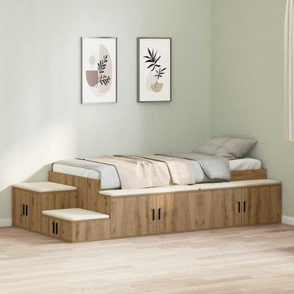 Struttura letto con contenitore Rovere artigianale 80 cm