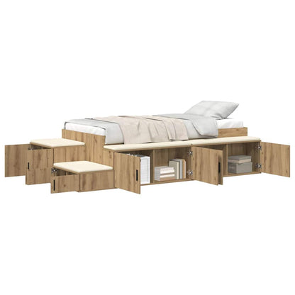Struttura letto con contenitore Rovere artigianale 80 cm